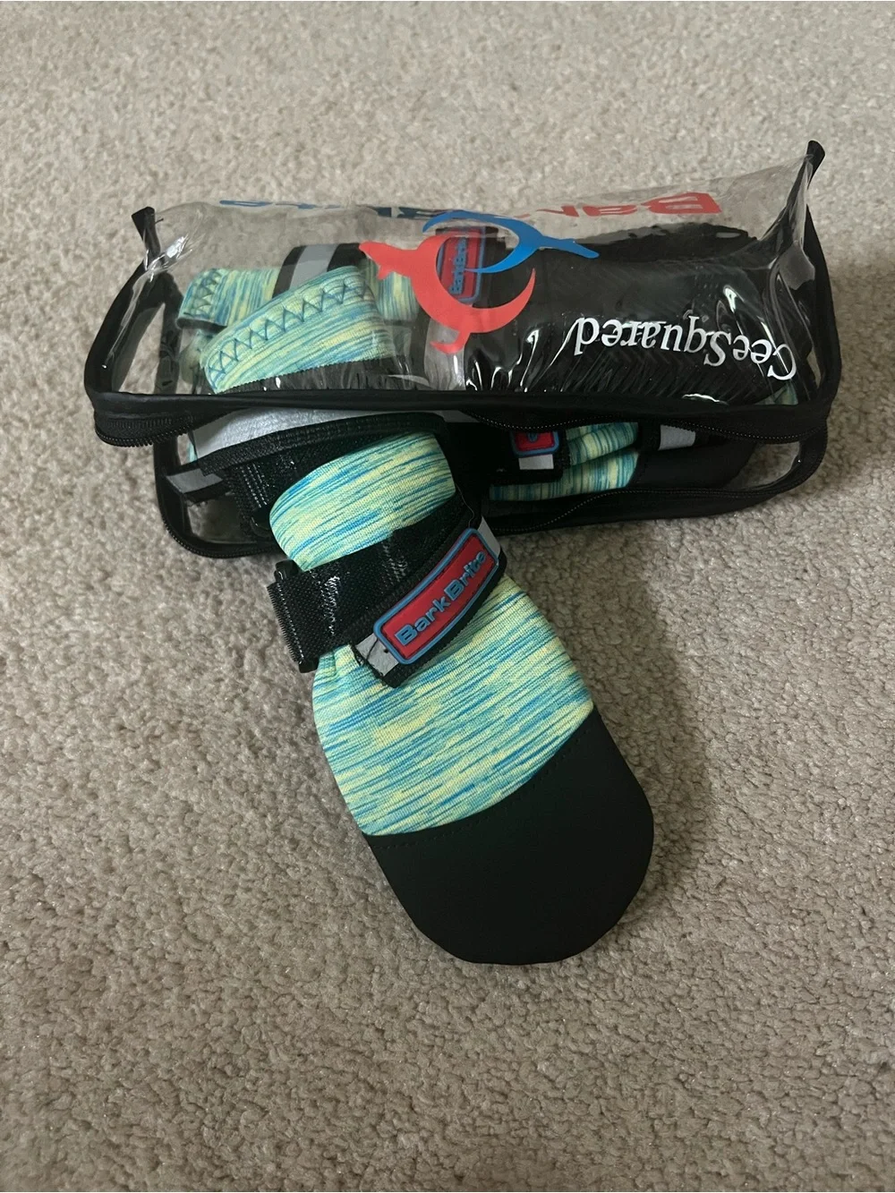 Reflective Dog Boots in Teal Stripe - 4 Pack, NWT